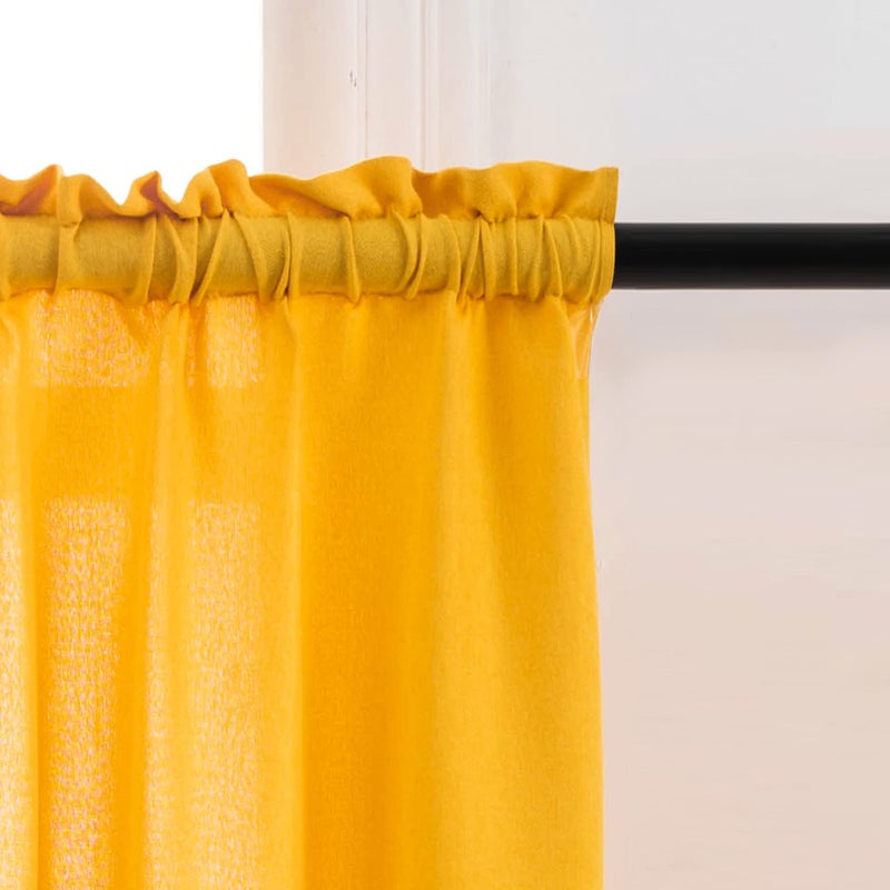 UPOPO Yellow Valance Curtains Toppers Living Room Linen Textured 18 inch Length Kitchen Short Small Mini Little Bedroom Window Curtain Valance 1 Piece Rod Pocket 54"x18" - Image 5